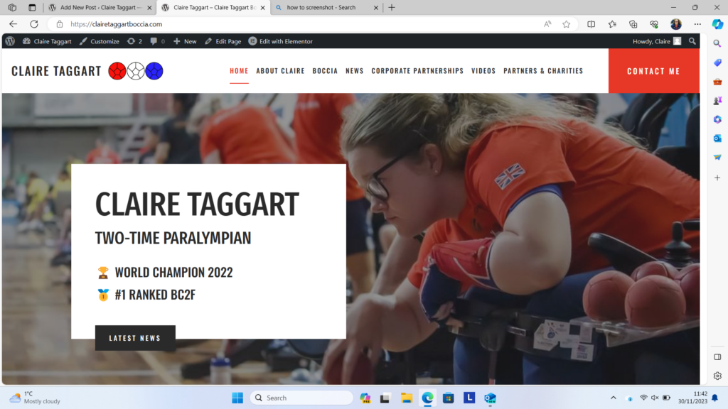 Screenshot of clairetaggartboccia.com website